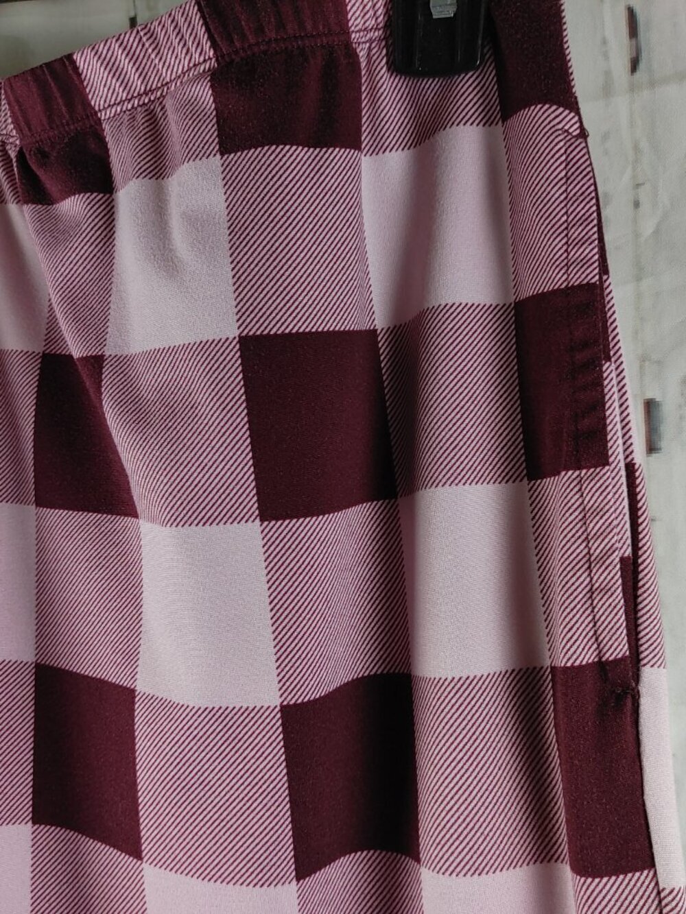 Joyspun Hello Beautiful Size 3X(22W-24W) Maroon/Plaid 2pc Lounge Set W/Pocket - Picture 12 of 16